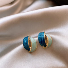 Blue Enamel & 18K Gold-Plated Double Arch Stud Earrings