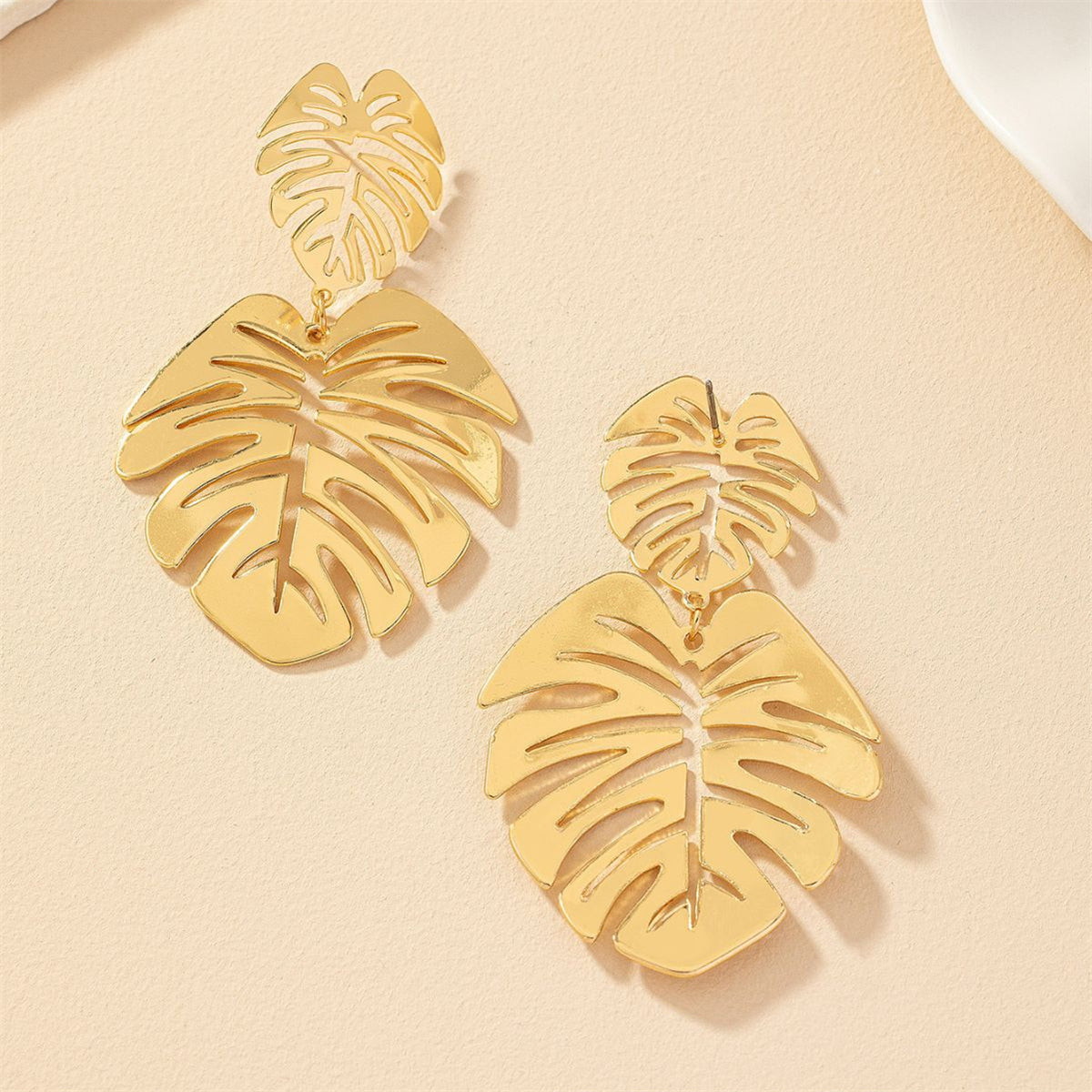 18K Gold-Plated Plantain Leaf Drop Earrings