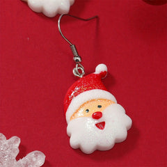 Red Acrylic & Silver-Plated Glitter Santa Drop Earrings