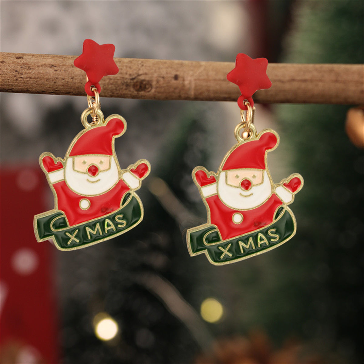 Red Enamel & 18K Gold-Plated 'Xmas' Santa Drop Earrings