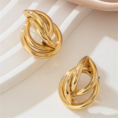 Stylish 18K gold-plated earrings featuring a unique circular design, perfect for enhancing any outfit.