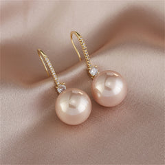 Cubic Zirconia & Champagne Pearl 18K Gold-Plated Dangle Drop Earrings