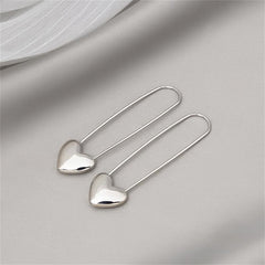 Silver-Plated Heart Pin Earrings