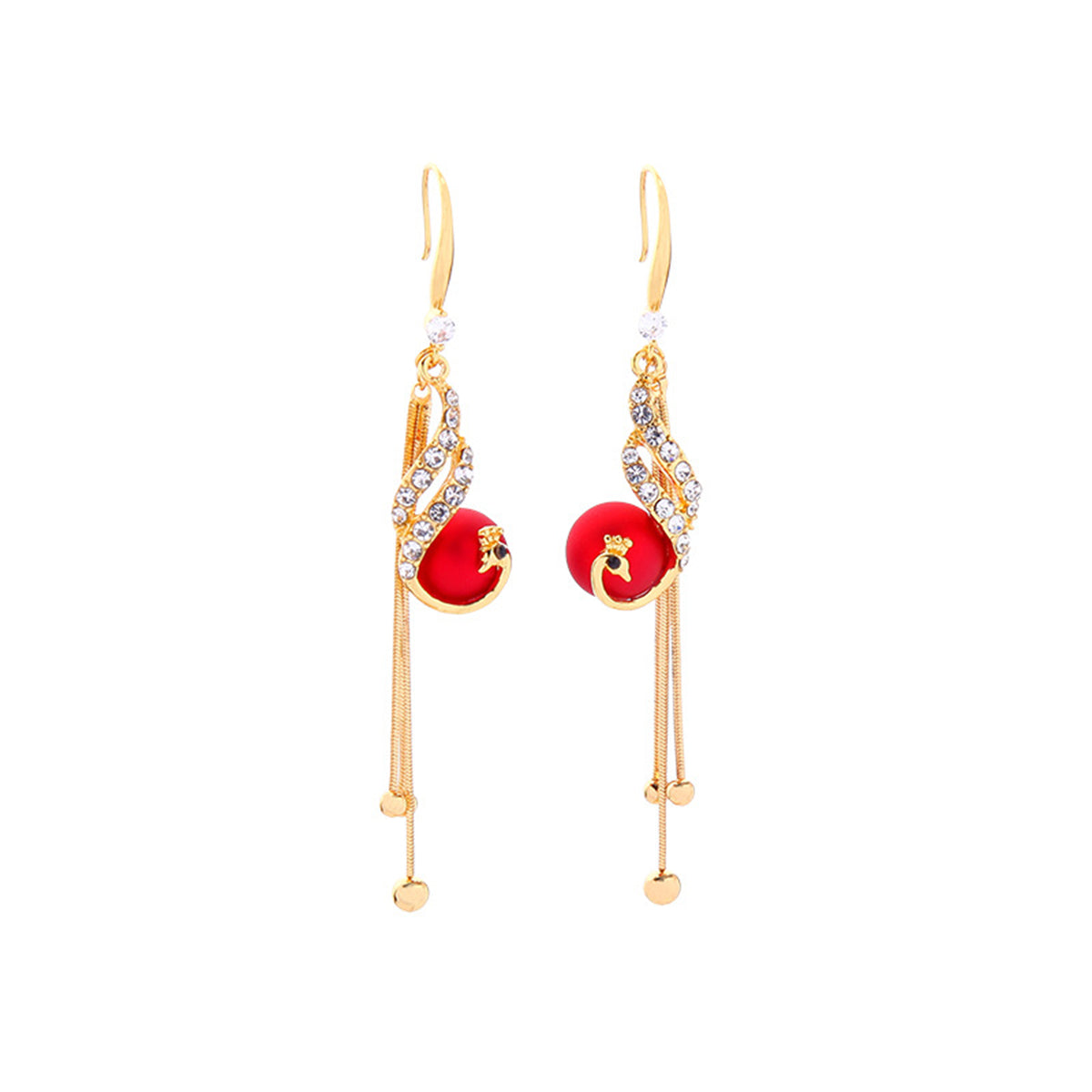 Red Resin & Cubic Zirconia 18K Gold-Plated Phoenix Drop Earrings