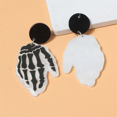 Black Acrylic & Silver-Plated Skeleton Hands Drop Earrings