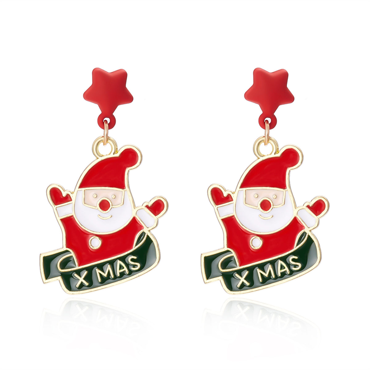 Red Enamel & 18K Gold-Plated 'Xmas' Santa Drop Earrings