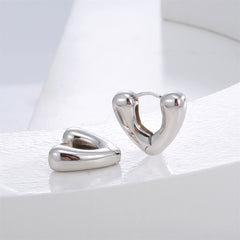 Silver-Plated Heart Huggie Earrings