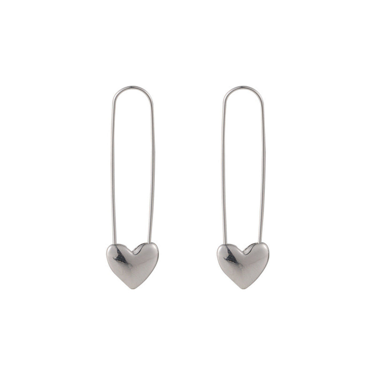 Silver-Plated Heart Pin Earrings