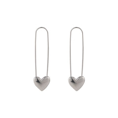 Silver-Plated Heart Pin Earrings