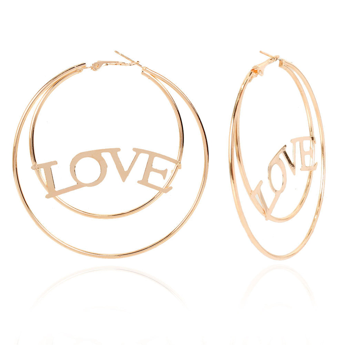 18K Gold-Plated 'Love' Openwork Layered Circle Hoop Earrings