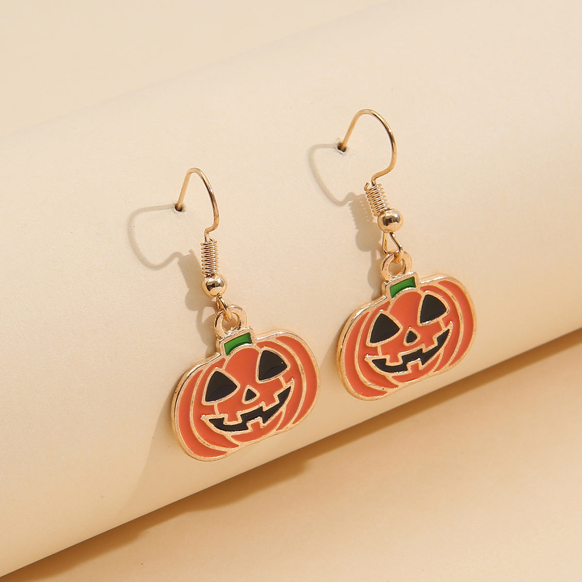 Orange Enamel & 18K Gold-Plated Jack-O'-Lantern Drop Earrings