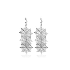 Silver-Plated Linked Spider Web Drop Earrings