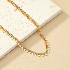 Beautiful yellow gold chain necklace, 18K gold-plated, featuring small beads for a chic and stylish look.