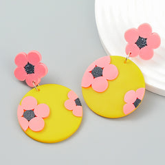 Yellow Polymer Clay & 18K Gold-Plated Flower Drop Earrings