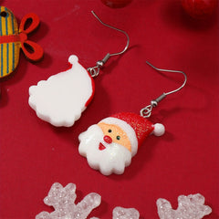 Red Acrylic & Silver-Plated Glitter Santa Drop Earrings