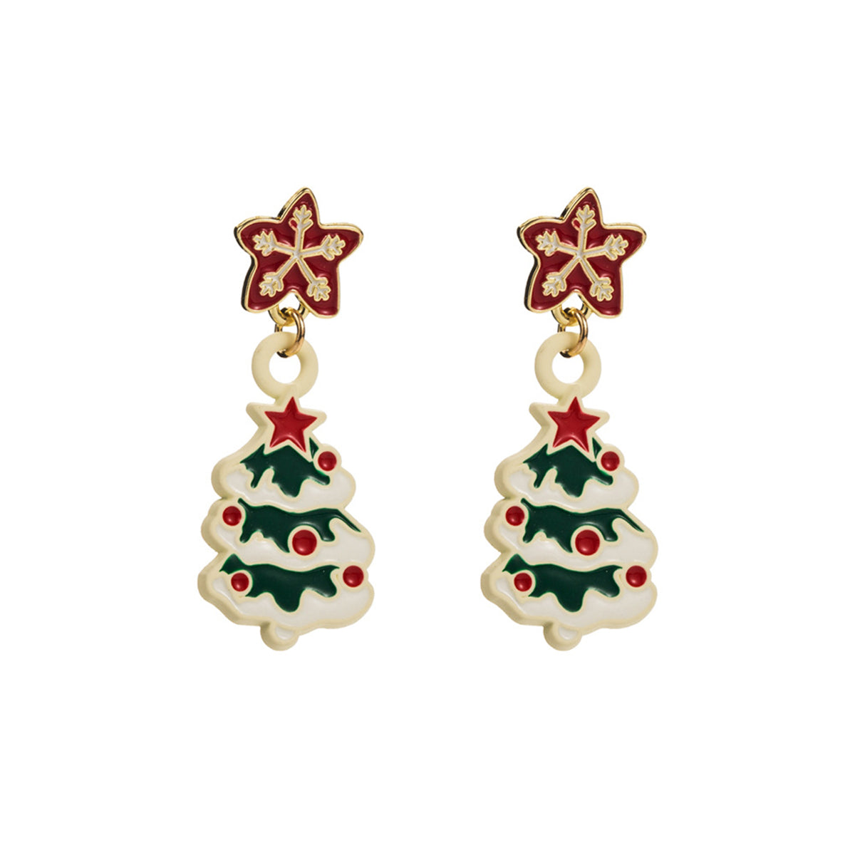 Enamel & 18K Gold-Plated Christmas Tree Dangle Earring