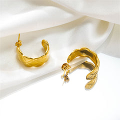 Dazzling 18K gold-plated cut hoop earrings, ideal for making a bold fashion statement on any occasion.