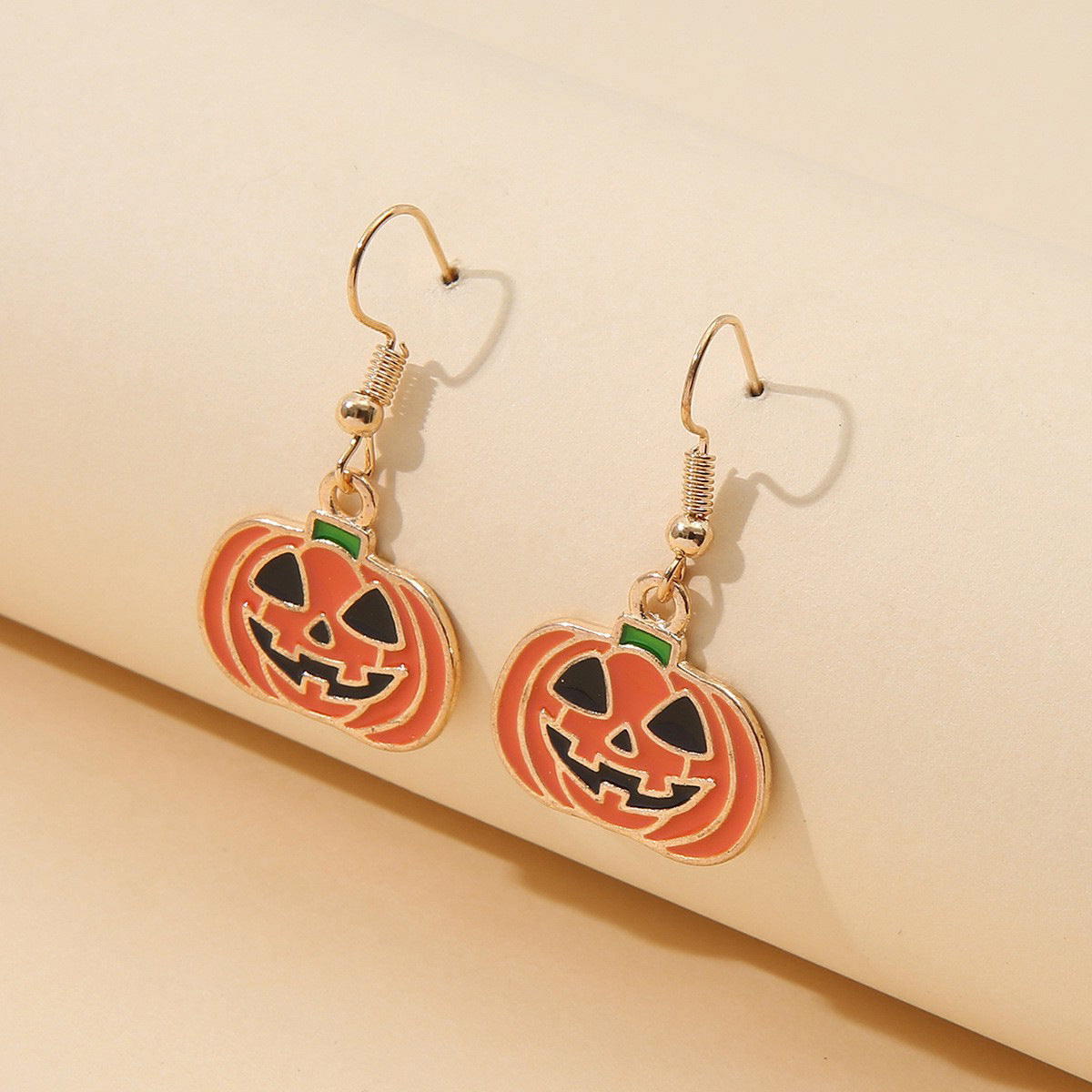 Orange Enamel & 18K Gold-Plated Jack-O'-Lantern Drop Earrings