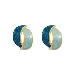 Blue Enamel & 18K Gold-Plated Double Arch Stud Earrings