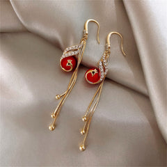 Red Resin & Cubic Zirconia 18K Gold-Plated Phoenix Drop Earrings