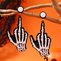 Black & Silver-Plated Skeleton Hand Drop Earrings