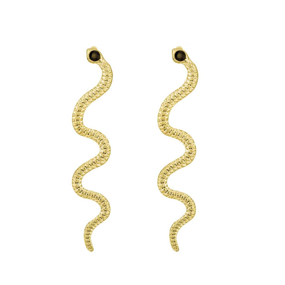 Cubic Zirconia & 18K Gold-Plated Snake Dangle Earrings