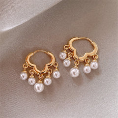Pearl & 18K Gold-Plated Cloud Tassel Drop Earrings