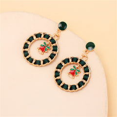 Black Ribbon & Enamel 18K Gold-Plated Bell Figaro Drop Earrings