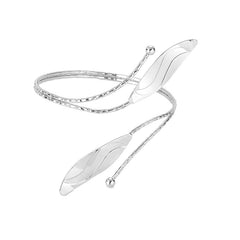 Silver-Plated Leaves Bypass Arm Cuff