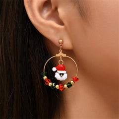 Red Enamel & Acrylic 18K Gold-Plated Santa Drop Earrings