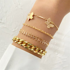 Elegant 18K gold-plated bracelet featuring butterfly charms, perfect for adding a touch of whimsy to any outfit.