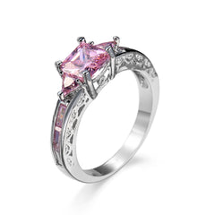 Pink Crystal & Silver-Plated Prong Illusion Ring