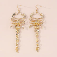 Cubic Zirconia & 18K Gold-Plated 4.5'' Scorpion Hook Drop Earrings