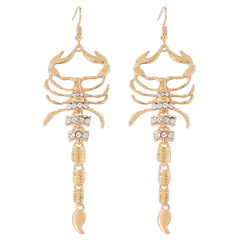 Cubic Zirconia & 18K Gold-Plated 4.5'' Scorpion Hook Drop Earrings