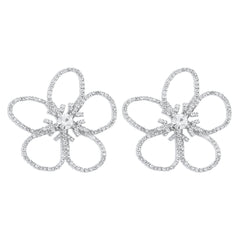 Crystal & Cubic Zirconia Open Flower Stud Earrings