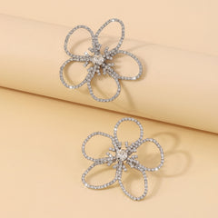 Crystal & Cubic Zirconia Open Flower Stud Earrings