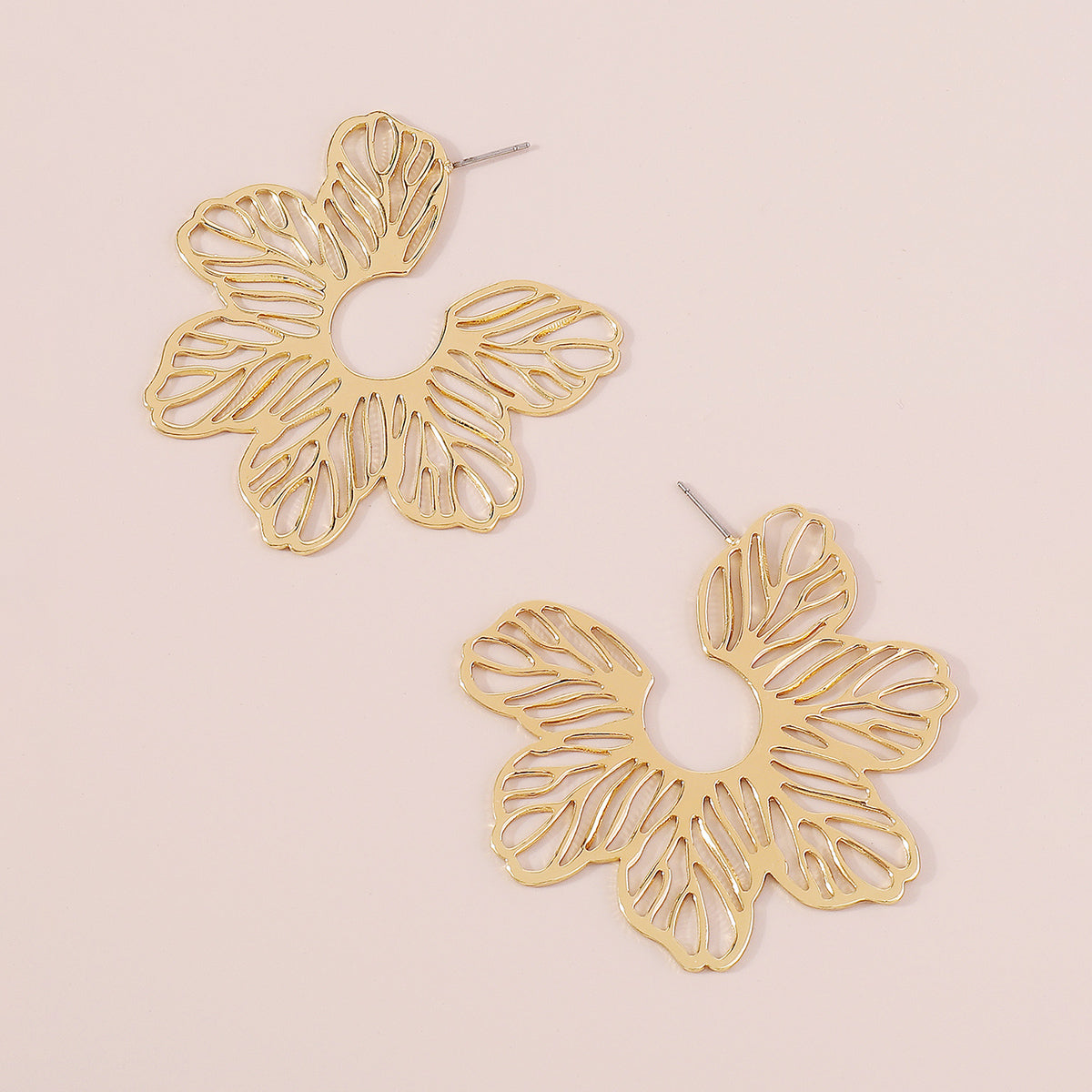 18K Gold-Plated Cutout Flower Huggie Earrings