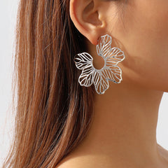 Silver-Plated Cutout Flower Huggie Earrings