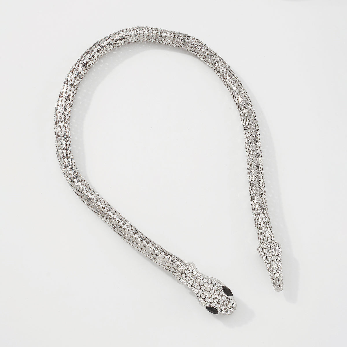 Cubic Zirconia & Silver-Plated Snake Lariat Necklace