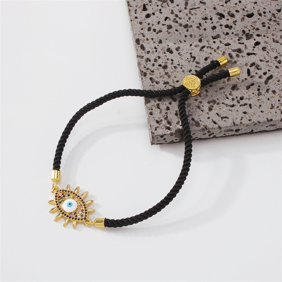 Cubic Zirconia & 18K Gold-Plated Evil Eye Charm Bracelet