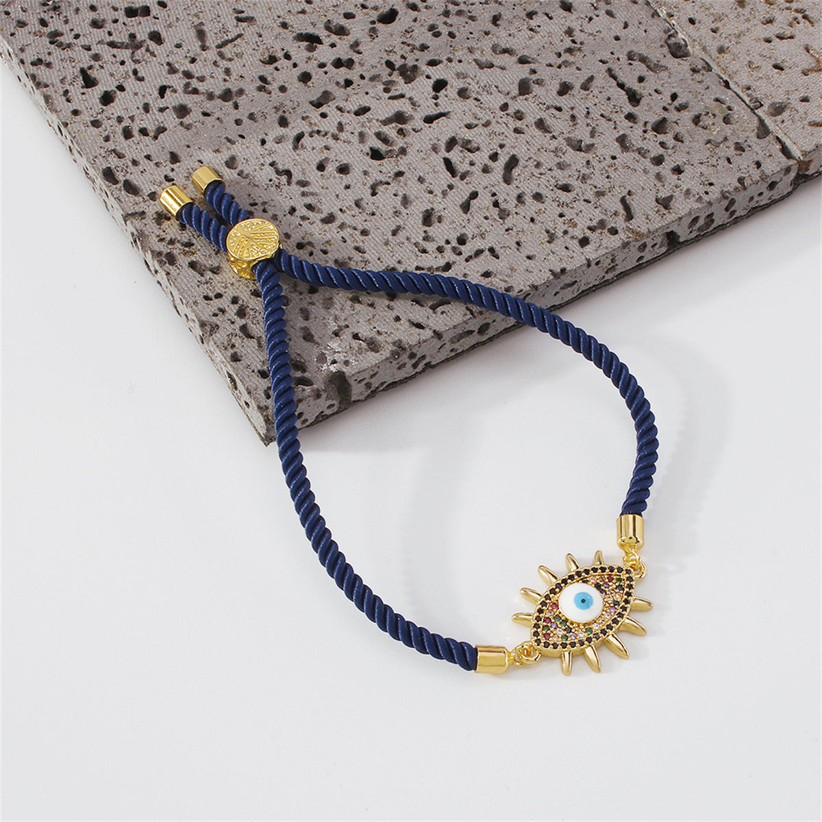 Cubic Zirconia & 18K Gold-Plated Evil Eye Charm Bracelet