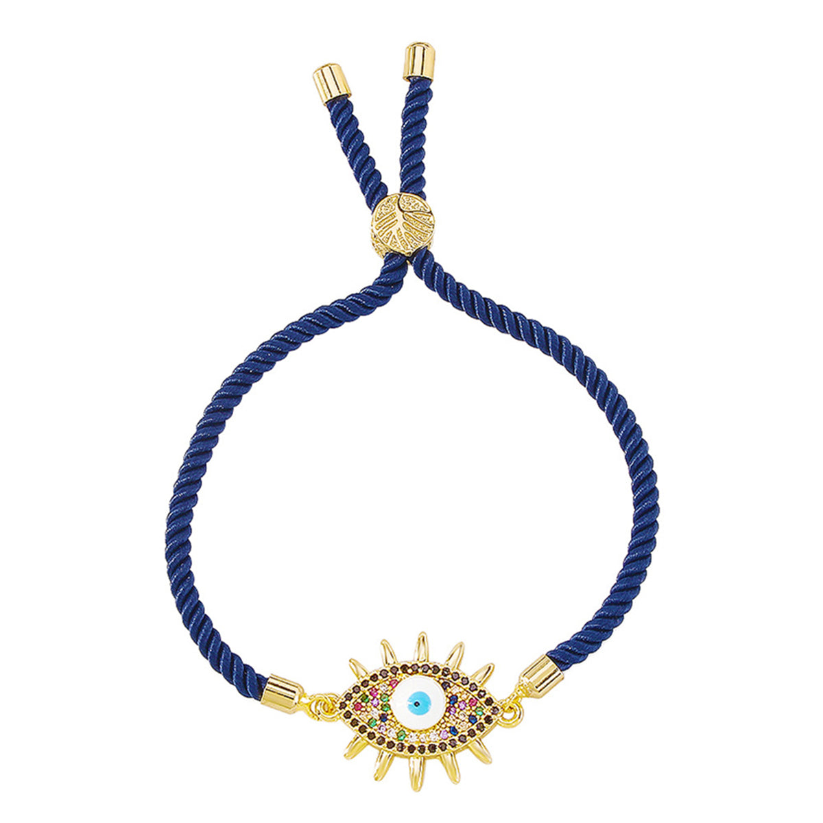 Cubic Zirconia & 18K Gold-Plated Evil Eye Charm Bracelet