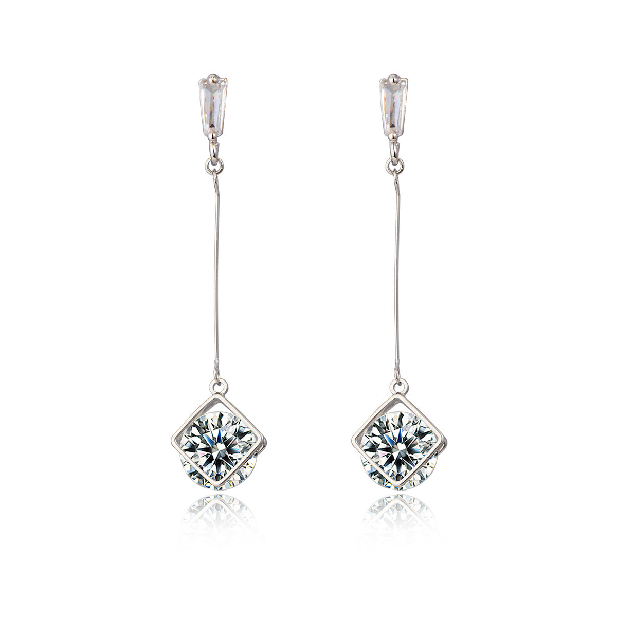 Crystal & Silver-Plated Round Drop Earrings