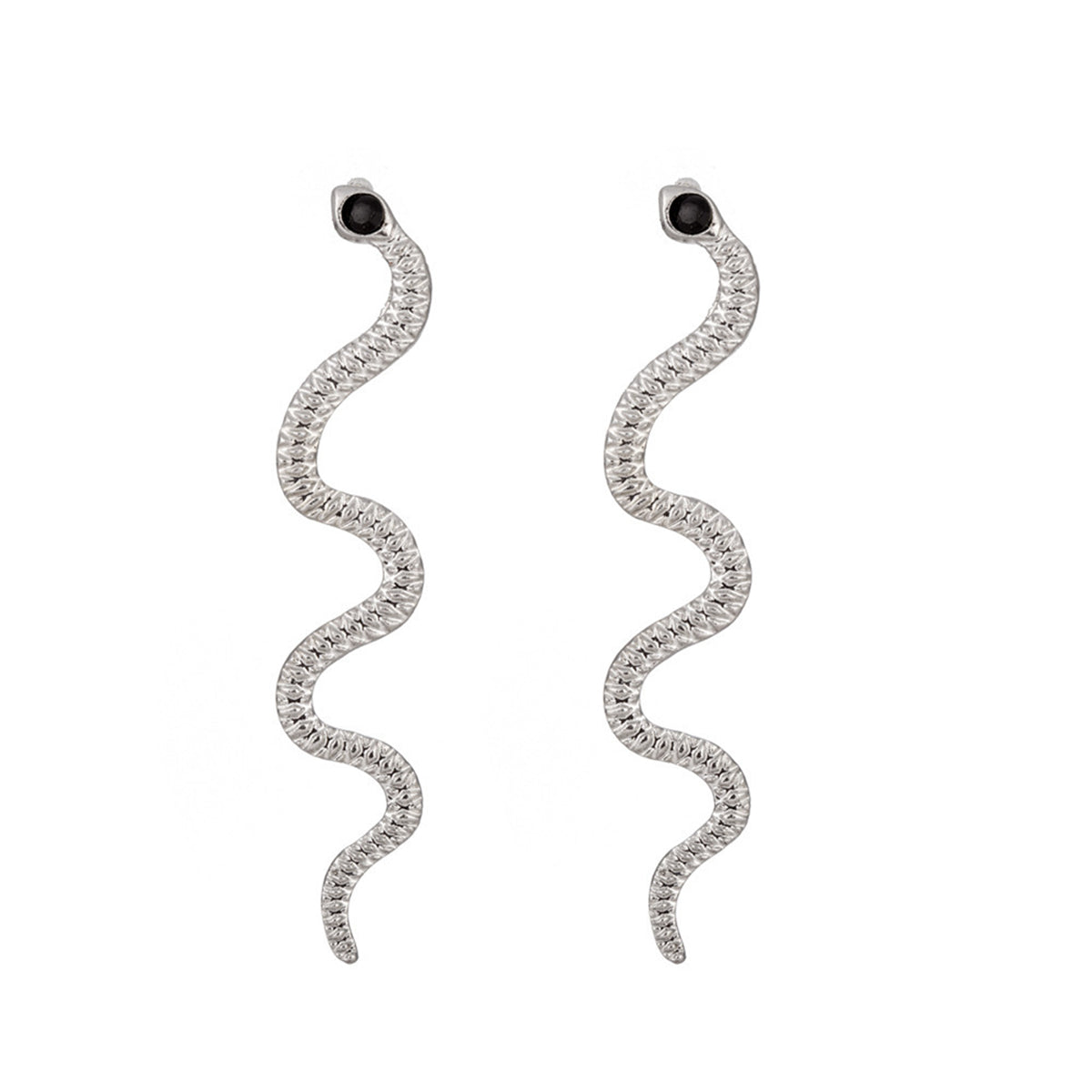 Cubic Zirconia & Silver-Plated Snake Dangle Earrings