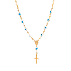 Blue Acrylic & 18K Gold-Plated Evil Eye Cross Pendant Necklace