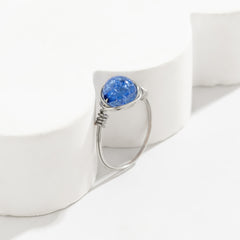 Blue Acrylic & Silver-Plated Ball Ring