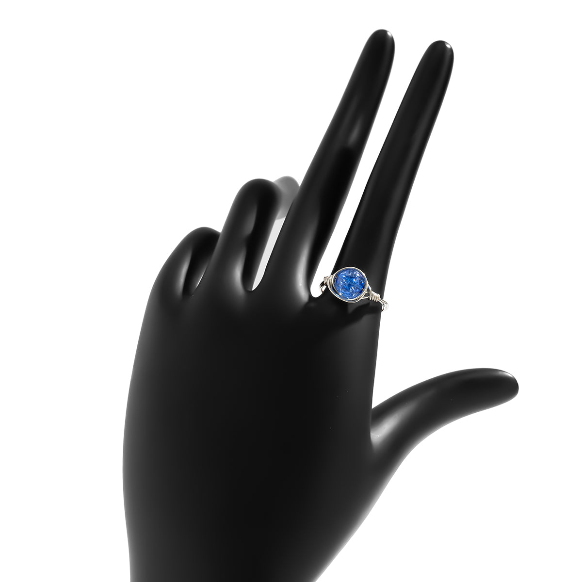 Blue Acrylic & Silver-Plated Ball Ring