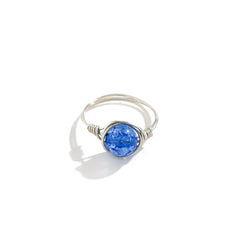 Blue Acrylic & Silver-Plated Ball Ring