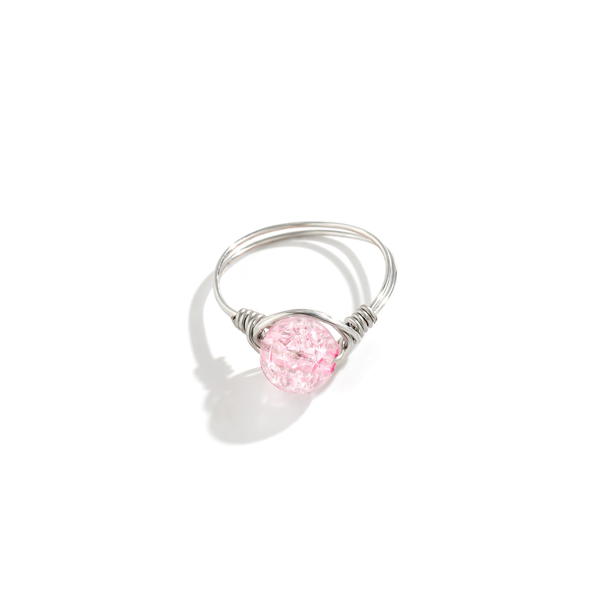 Pink Acrylic & Silver-Plated Ball Ring