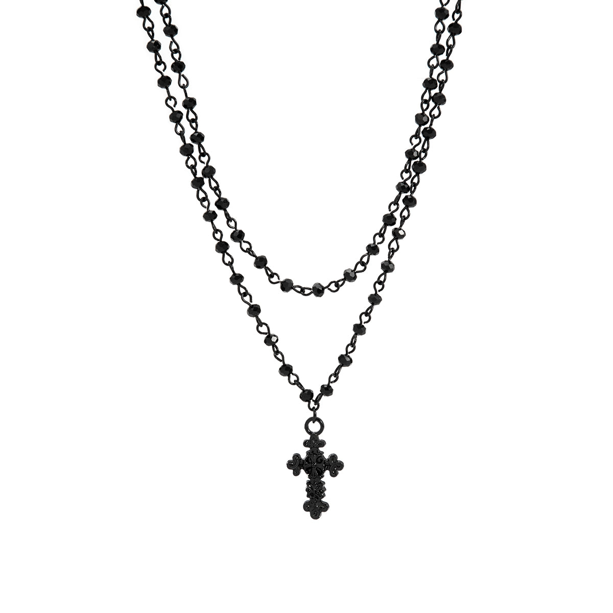 Black Cross Pendant Necklace Set